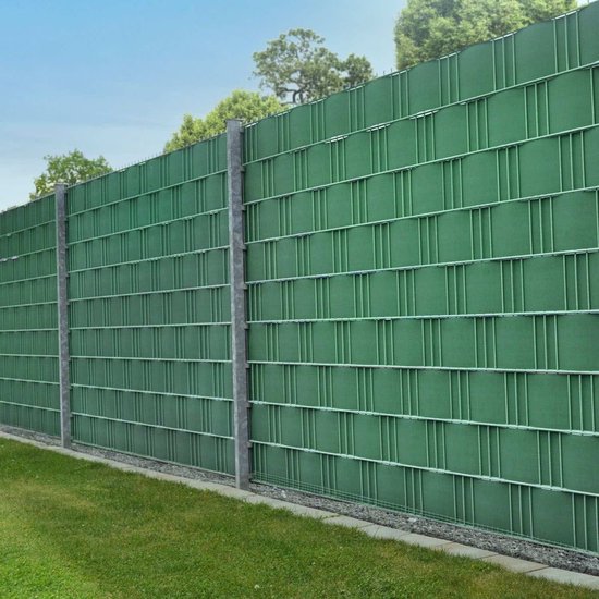 PVC-Sichtschutzstreifen - 3 Stück - 35 Meter - Grün - inkl. Befestigungsclips