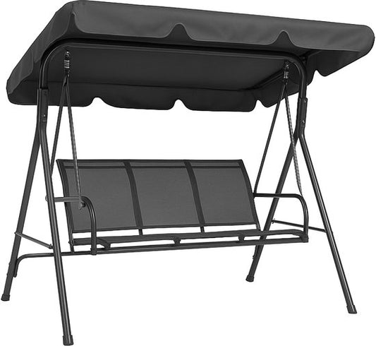 Brixy Swing Bank - 3-Sitzer - Verstellbares Sonnendach - UV-beständig - 170x118x153cm - Anthrazit