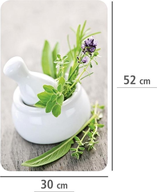 Wenko Abdeckplatten für Kochfeld – Herb Garden – 52 x 30 cm – Glas – Weiß, 2-teilig