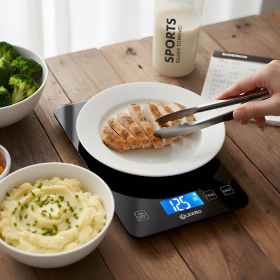 Digitale Präzisions-Küchenwaage – Küchenwaage – 1 g bis 15 kg – Tara-Funktion – Schwarz