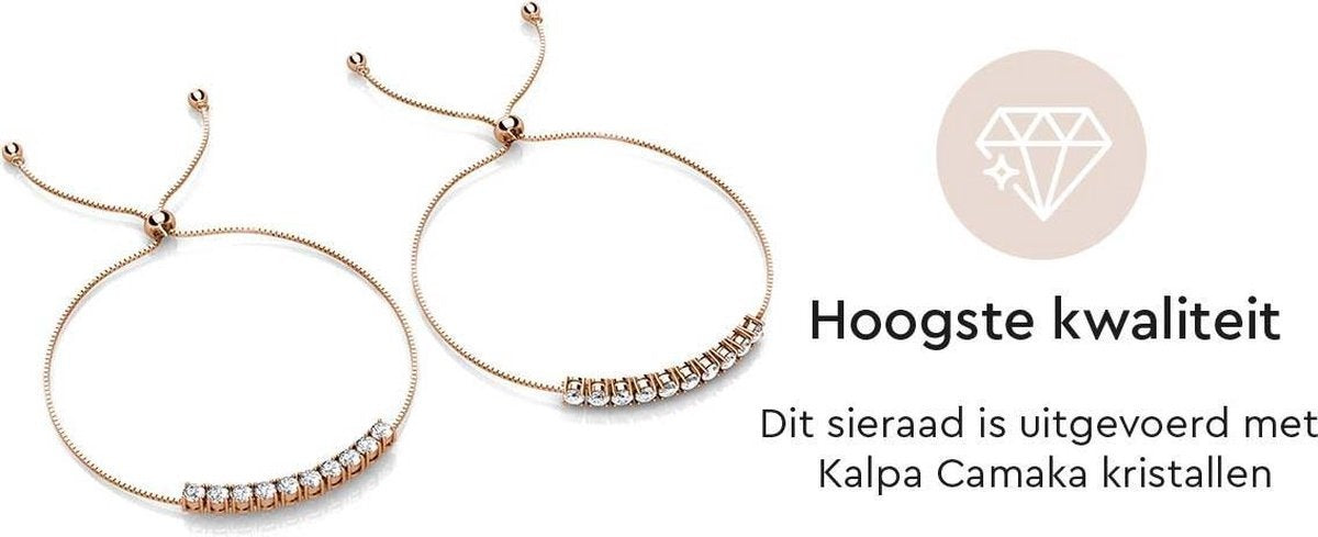Yolora Damenarmband - Mit 10 Kalpa Camaka Kristallen - 18K Roségold vergoldet - Rosa