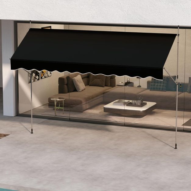 Coast Sunshade Without Drilling - 400 x 120 x 210-300 cm - Schwarz - Manuell ausziehbar & höhenverstellbar