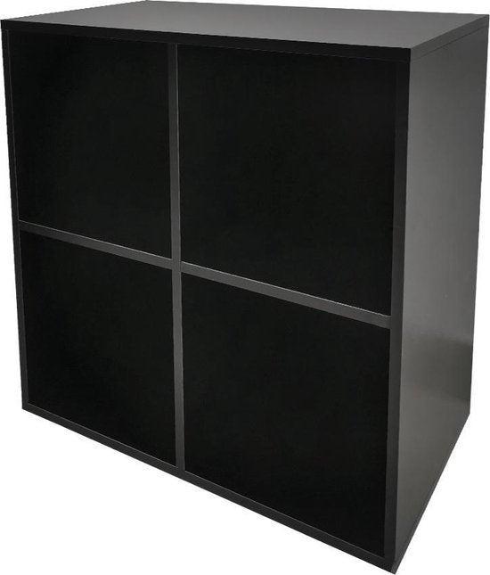 Schallplattenschrank - Aufbewahrung von LP-Schallplatten - Bücherregal - 4 Fächer - schwarz