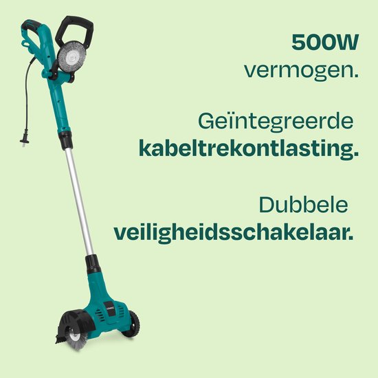 VONROC Elektrische Unkrautbürste 500 W – Fugenreiniger – zum Entfernen – Teleskopstiel – inkl. Stahl- und Nylonbürste