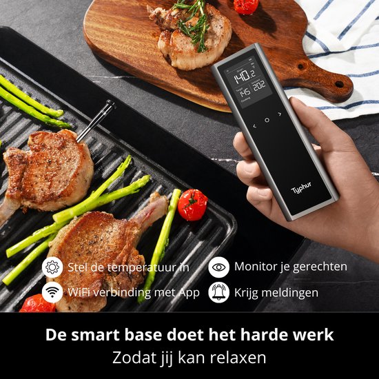 Typhur Sync One – 6-Sensor-Sonde – Drahtloses Fleischthermometer – Grillthermometer – Bluetooth & WLAN - Wasserdicht und hitzebeständig - Batterielaufzeit bis zu 50 Stunden - Intelligente App-Integration - Kompakt mit Ladestation - Für jeden Kochstil