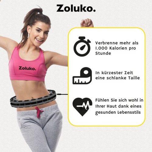 Zoluko Hula Hoop XXL - Inkl. E-Book - Fitness - Mit Gewicht - 130 cm Umfang - Schwarz