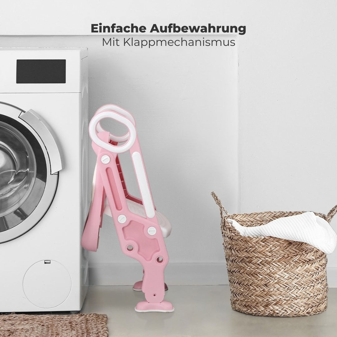 LifeGoods Toilettensitzverkleinerer - Mit Treppe - Töpfchen Kleinkind - 2 bis 7 Jahre - Rosa/Weiß