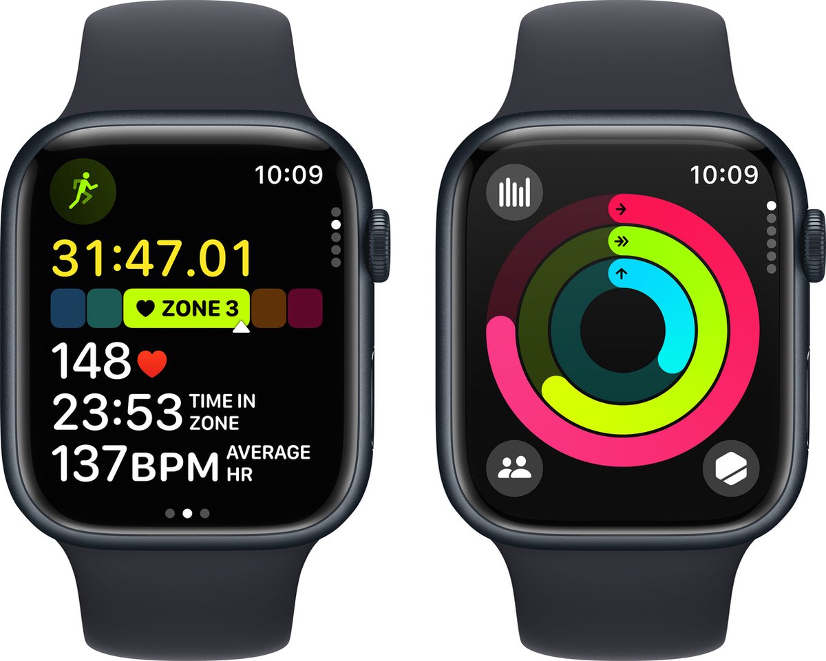 Apple Watch Series 9 - 45mm - Mitternachts-Aluminiumgehäuse mit Mitternachts-Sportband - M/L