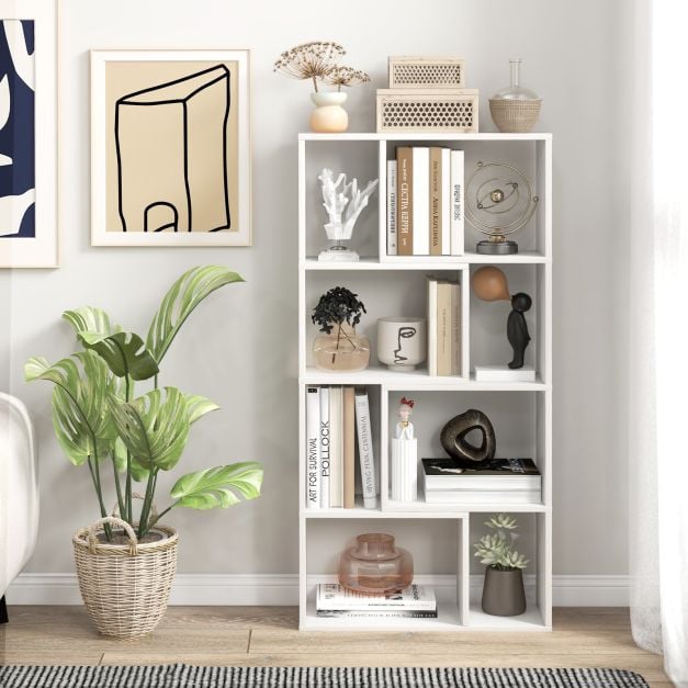 Costway Bücherregal - 8 offene Fächer - 60 x 20 x 120 cm - Weiß