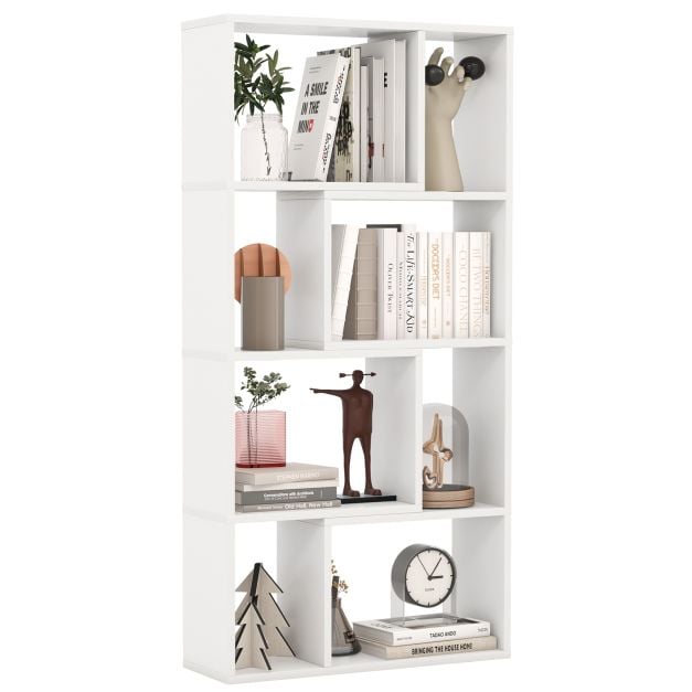 Costway Bücherregal - 8 offene Fächer - 60 x 20 x 120 cm - Weiß
