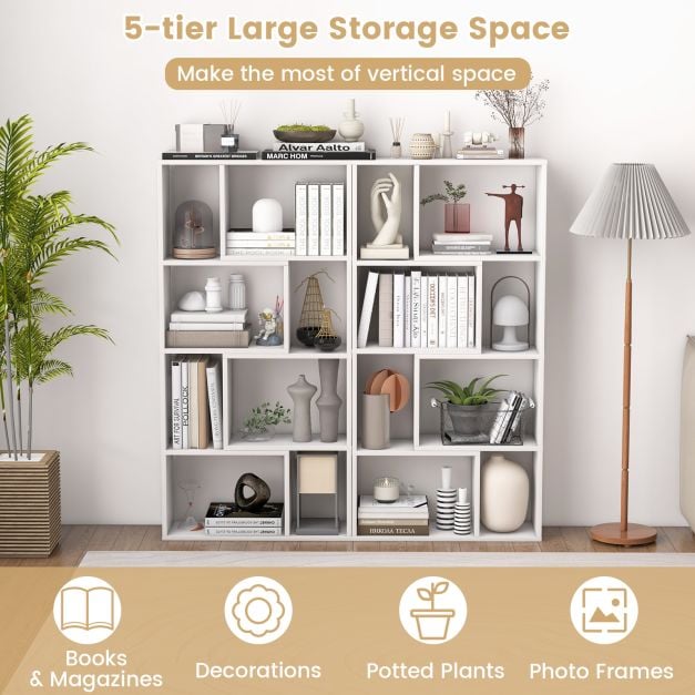 Costway Bücherregal - 8 offene Fächer - 60 x 20 x 120 cm - Weiß