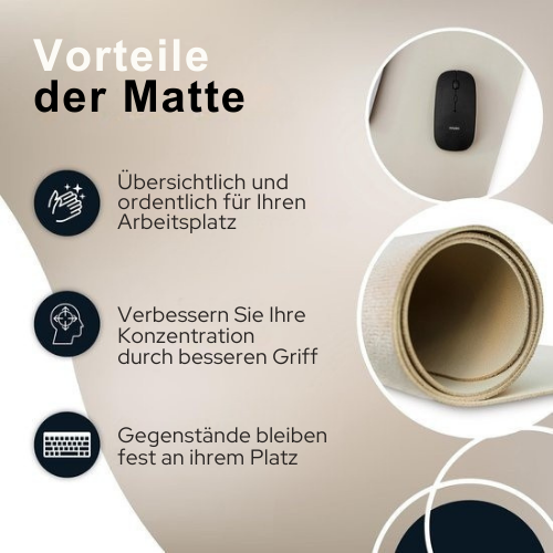 WURK - Professionelle Schreibtischunterlage Kunstleder - Schreibtisch-Organizer - Inklusive Kabelclip - 80x40 -Beige