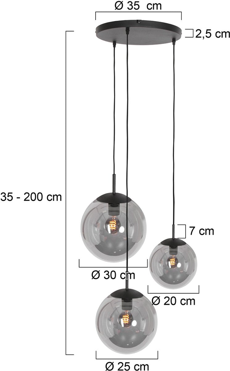 Steinhauer - Pendelleuchte - Bollique LED - schwarz - Glas Metall - Ø 40cm - E27 - 3123ZW