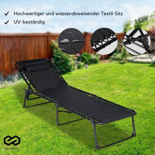 Infinity Goods Liege - Faltbar - Inklusive Kissen - Verstellbar - Wetterfest - Anthrazit