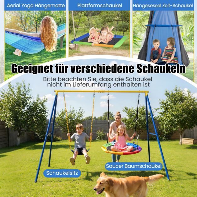 Coast Schaukelgestell A-Frame – Doppelschaukelgestell 249 x 185 x 181,5 cm – Blau/Gelb