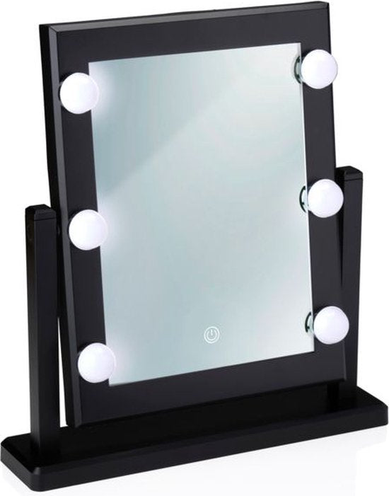 Touch of Beauty Make Up Spiegel - Spiegel mit Beleuchtung - 6 LED warmes oder kaltes weißes Licht - Spiegel stehend 180 Grad neigbar - Make Up Spiegel mit LED Beleuchtung - Weiß oder Schwarz Random