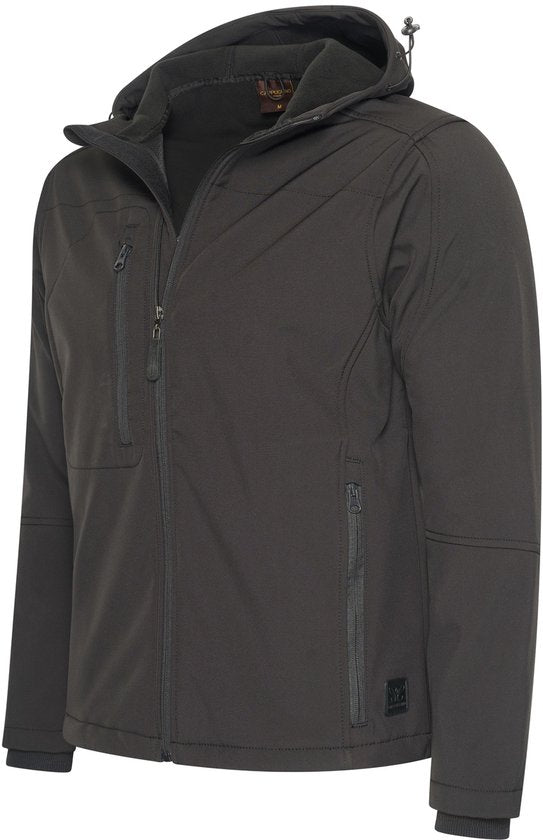 Cappuccino Italia - Herren Outdoor Jacke Softshell Jacke mit Kapuze - Schwarz - Größe S