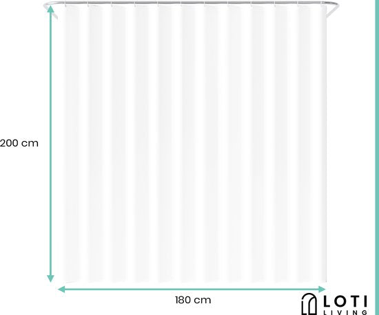 Loti Living Duschvorhang Anti-Schimmel - Transparent - Ringe inklusive - Wasserdicht - PEVA - Duschvorhang 180x200 cm