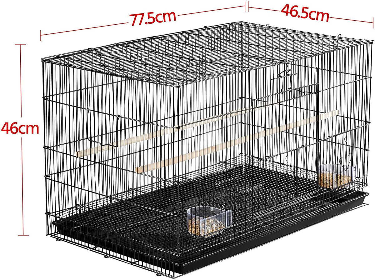 Yaheetech Stapelbarer Vogelkäfig 76 × 45,5 × 45,5 cm – Schwarz – Geräumiger Flugkäfig für Sittiche und kleine Papageien