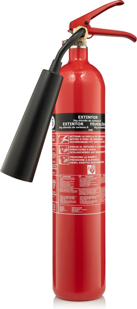 Smartwares FEX-15621 - CO2 Feuerlöscher 2kg - Inkl. Halterung - Brandklasse B - BSI zertifiziert