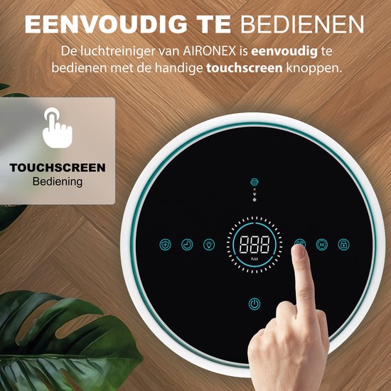 Aironex Luftreiniger mit HEPA-Filter - 40 m2 - Geeignet für Wohnzimmer, Schlafzimmer, Büro, Babyzimmer- Luftqualitätsanzeige- Wirkt gegen Staubmilben, Heuschnupfen, Allergien, Staub- Entfernt 99,97%- Luftreiniger - Luftreiniger
