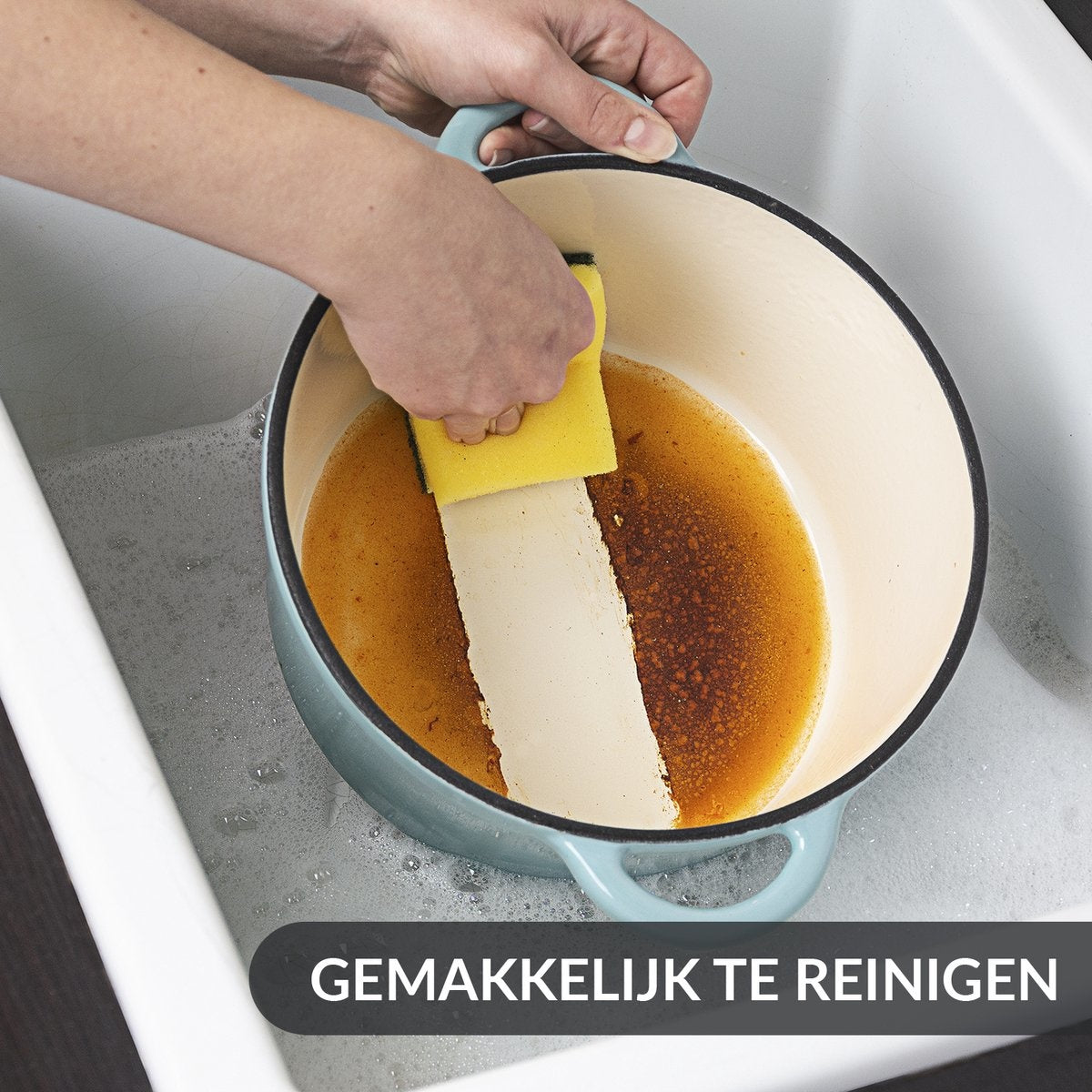 Chefarone Gusseisenpfanne - Kasserolle - Inklusive Deckel - Geeignet für alle Wärmequellen - Emailliert - Blau