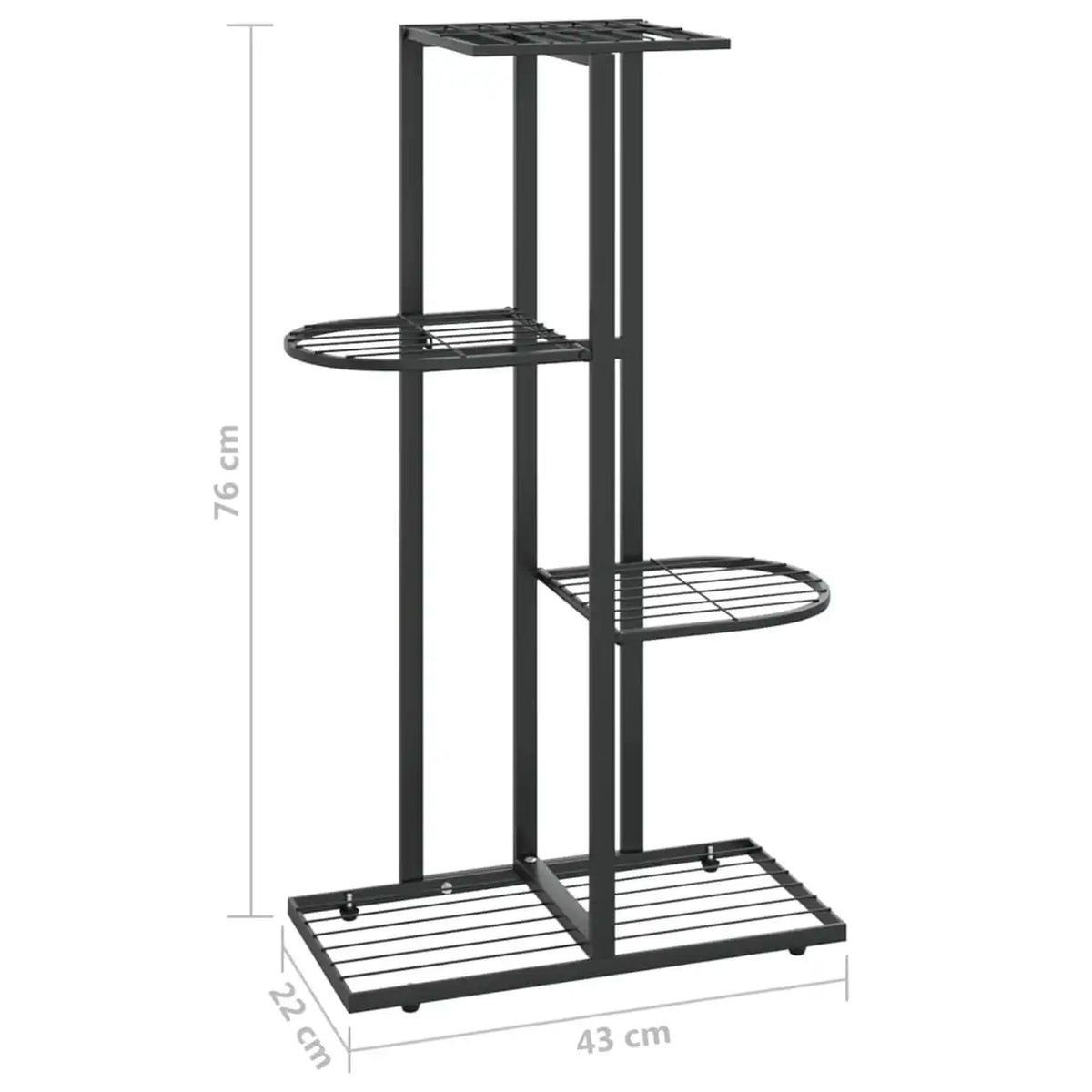 Minghou Pflanzenständer – 4 Ebenen für 5 Töpfe – 22,1 × 42,9 × 76 cm – Schwarz