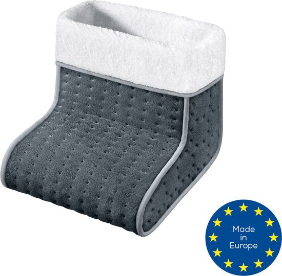 Beurer FW 20 Elektrischer Fußwärmer – 3 Heizstufen – Bis Größe 47 – Schnelle Aufheizung – Automatische Abschaltung – Fleece/Teddy – Maschinenwaschbares Innenfutter – 3 Jahre Garantie – Grau