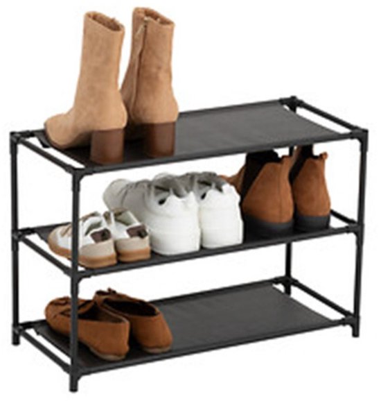 5Five Schuhregal Intissa – 3-stöckig – Metall/Kunststoff – 57 x 25 x 39 cm – für 9 Paar Schuhe – schwarz