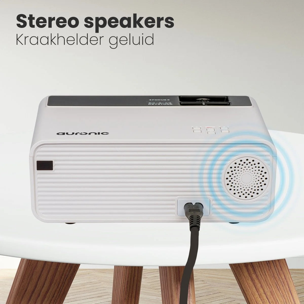 Auronic Mini Beamer - 4500 Lumen - WiFi - 200-Zoll-Projektor - HD ready - HDMI-Kabel, Fernbedienung und Tragetasche - Weiß