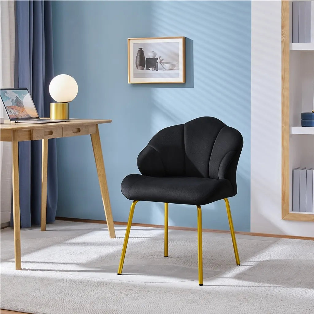 Yaheetech Esszimmerstuhl 56 x 57 x 78 cm – Muschelform – Samt – Schwarz