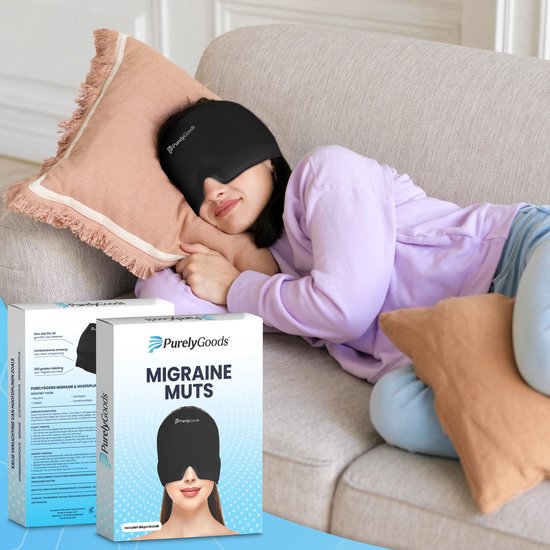PurelyGoods® Migräne-Maske 600gr. - Migräne-Maske - Hot/Coldpack - Icepack - Wärme- und Kältetherapie - inkl. Gefrierbeutel - Schwarz