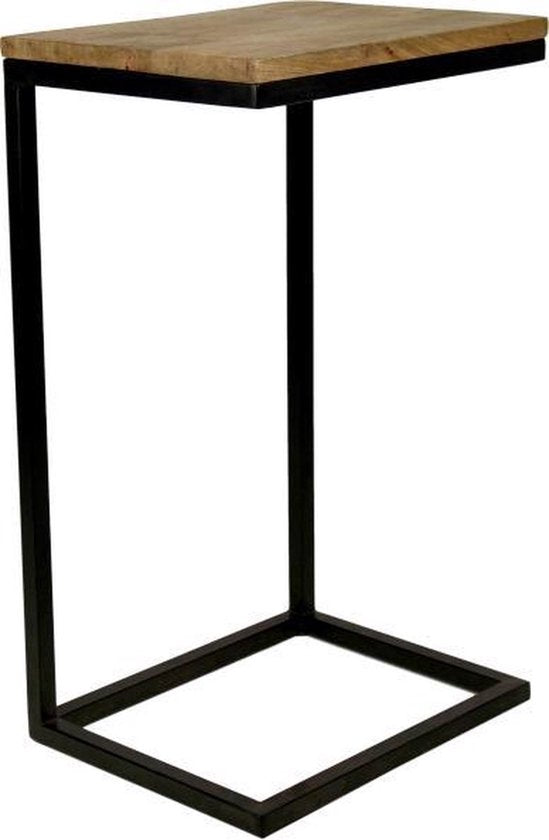 HSM Kollektion Beistelltisch Read - natur/schwarz - Mangoholz/Eisen