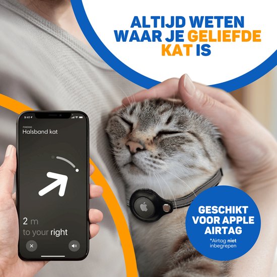 Vulpes Goods® Pets - Katzenhalsband geeignet für Apple AirTag - Apple Airtag Cat Collar Pro - Sicher, leicht, reflektierend & komfortabel - Kratzfest und wasserabweisend - Inkl. 3 Zubehörteile - 23.5-30.5 CM - S