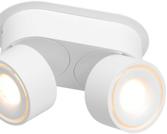 Weißer 2-Lampen-Spot Fez 2674W, dimmbar, dreh- und neigbar, Kunststoff/Metall, Modern, Mexlite