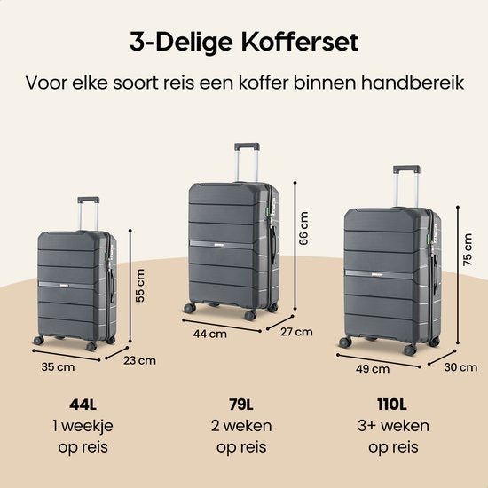 SKYCASES Urban Adventurer - Großer Reisekoffer - Zahlenschloss - 49x30x75cm - 110L - Reisekoffer mit Kofferschloss - Spinner-Räder - Anthrazit V2