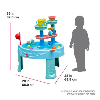 Step2 Double Spin & Showers Wassertisch – 22-teiliges Zubehörset – Blau – 71 x 71 x 82,5 cm