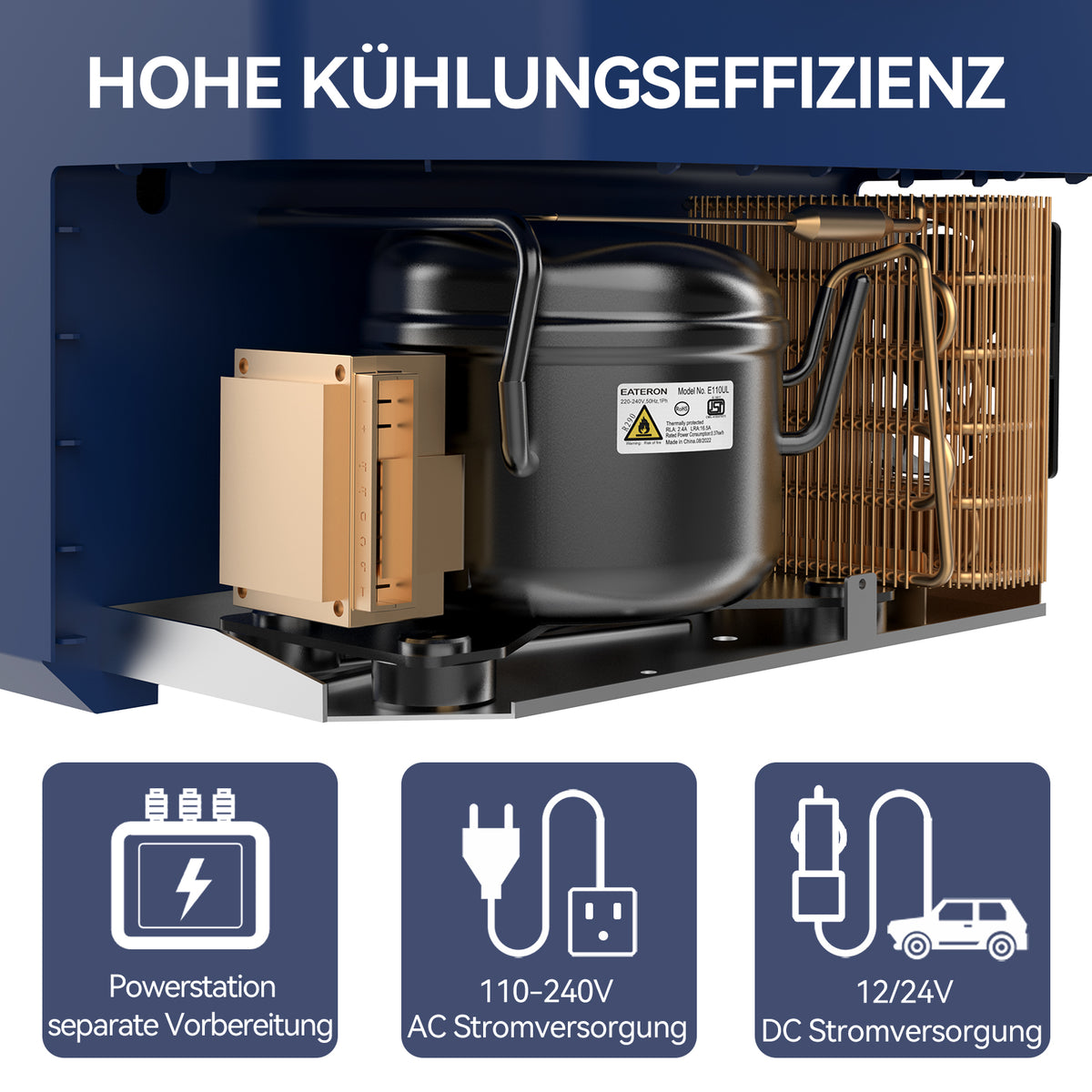 BINGI Kompressor-Kühlbox – 42 Liter – 12/24 V und 230 V