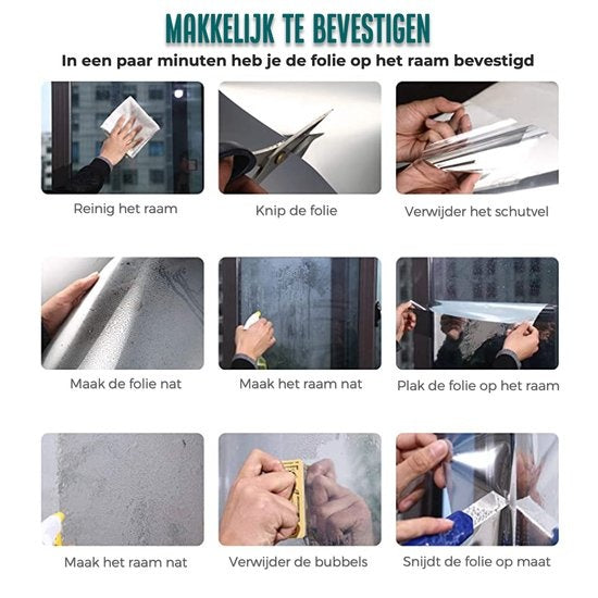 Homewell Isolerende Raamfolie 120x300cm - UV protectie - Zonwerend & Zelfklevend- Zwart Tint 39% - HR+