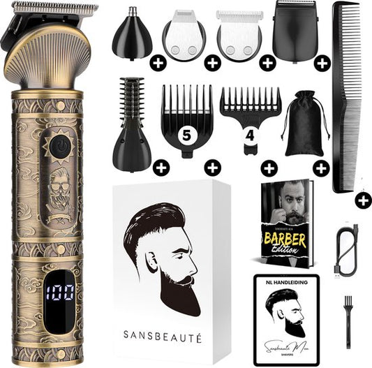 6-in-1 Bartschneider Herren - Trimmer für Bart und Körper - Inkl. 6 Aufsätze - Sansbeauté® - Body Groomer Herren - Body Trimmer Herren - Haartrimmer - Clippers - 0.5-15MM - Nase und Ohren - Trimmer - Bartmaschine - Multigroomer