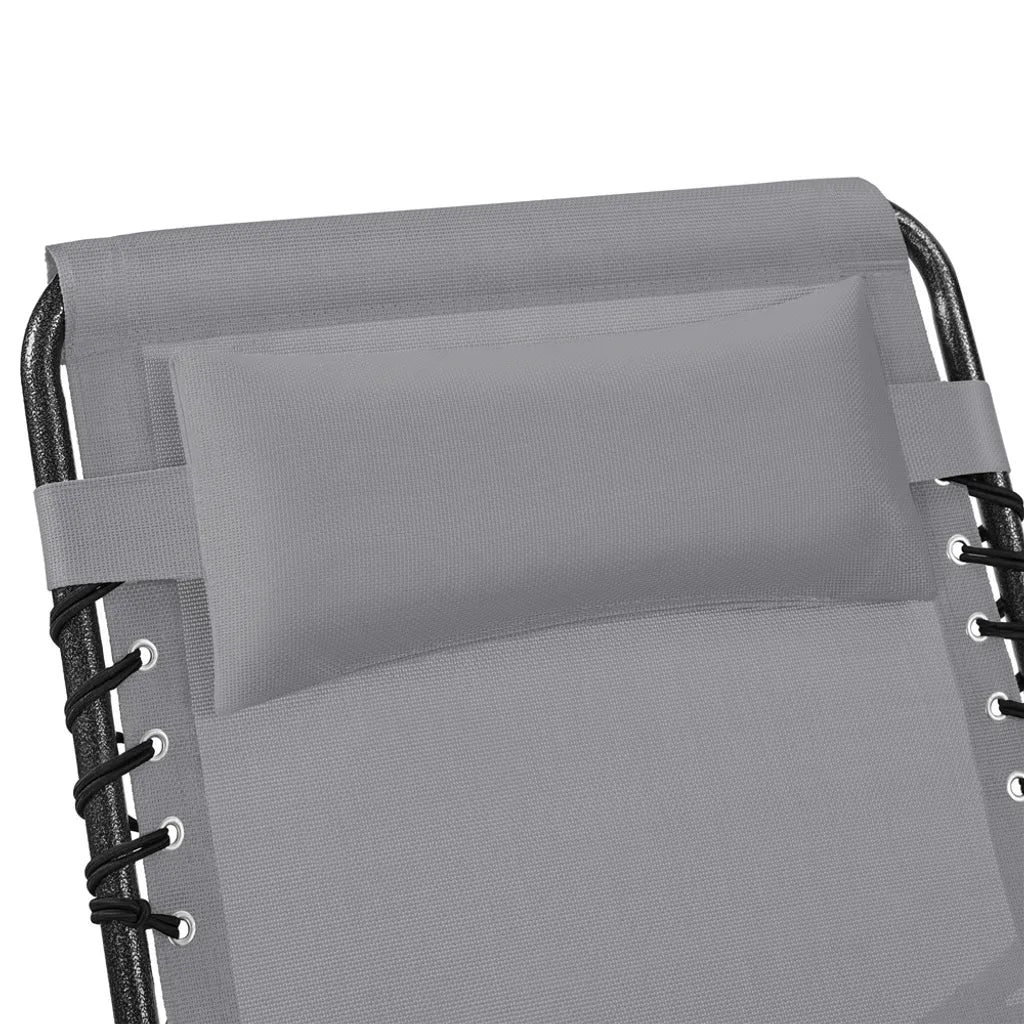 Yaheetech Klappliegestuhl 189 cm – Grau – Verstellbarer Sonnenliegestuhl mit Kopfkissen und Staufach