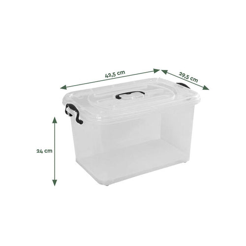 BRASQ Aufbewahrungsboxen 3er-Set - 20 Liter - Transparent - 39x29x18 cm - Stapelbare Aufbewahrungsboxen aus Kunststoff