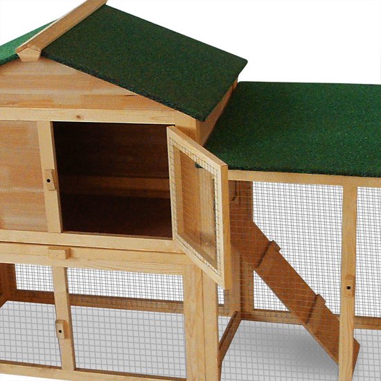 Cadoca Kaninchenstall – mit Auslauf für Kleintiere 204 × 45 × 84 cm – 2 Etagen