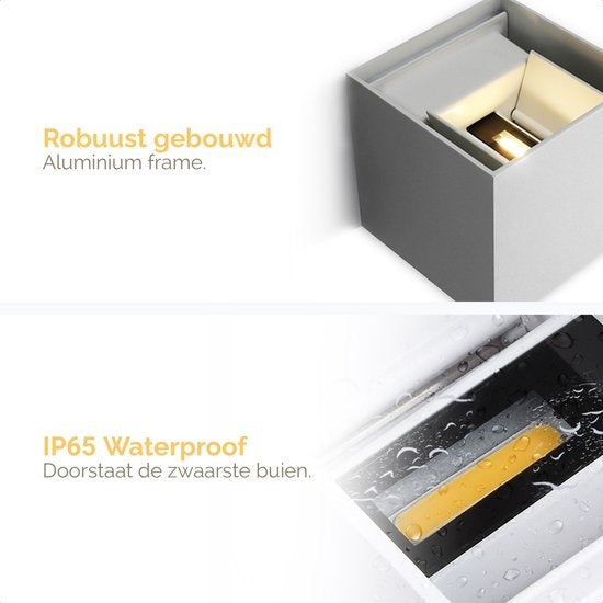 Goliving lamp â€šÃ„Ã¬ Wandlamp wit binnen en buiten â€šÃ„Ã¬ Kubuslamp industrieel â€šÃ„Ã¬ Waterdichte LED-verlichting - Energiezuinig en roestvrij - 10 x 10 x 10 cm