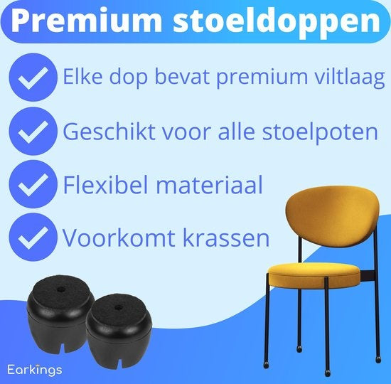 Stuhlbeinschützer Bodenschützer Ã˜17-21 mm - Stuhlbeinkappen Möbelkappen 24 Stück - Runde Stuhlkappen Bodenschützer Stühle - Earkings Black