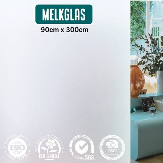 Homewell Fensterfolie HR++ 90x300cm - Solar & Isolierend - Anti-Sicht - Statisch - Milchig Glas - Inklusive Hebezeug
