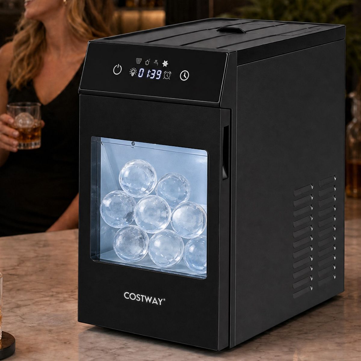 Coast Eiswürfelmaschine – 50 mm Eisbällchen – 48 Stück pro Tag – schwarz