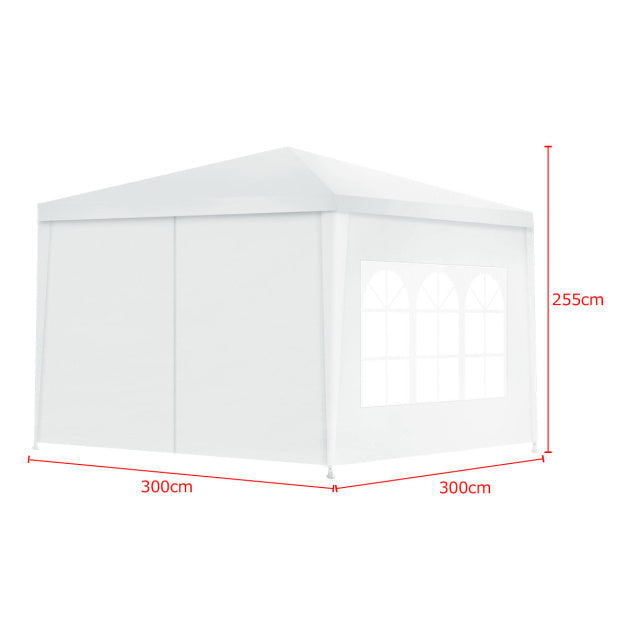 Coast Gartenzelt - abnehmbare Seitenwände und Fenster - 3 x 3 x 2,56 m - 10 kg - weiß