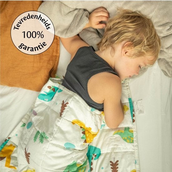 EL Life - Beschwerungsdecke Kind 2.4kg - 90 x 120cm - Schwergewichtige Decke - OEKO-TEX Baumwolle - Dino