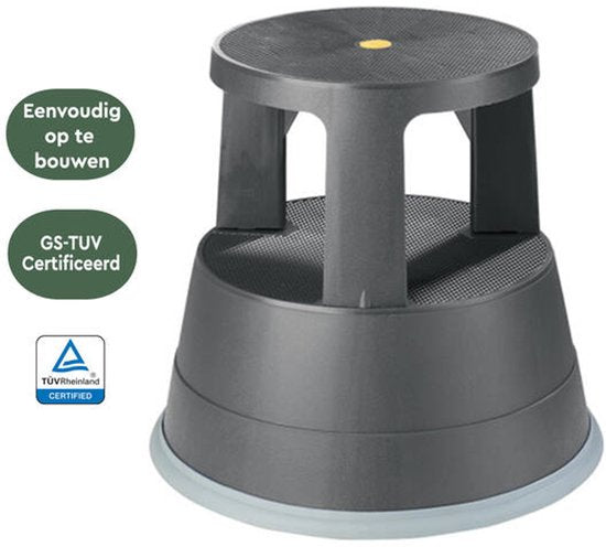 BRASQ Tritthocker Schwarz ST200 - Mobil - Kapazität 150 kg - Tritthocker - Tritthocker Erwachsene - Elefantenfuß